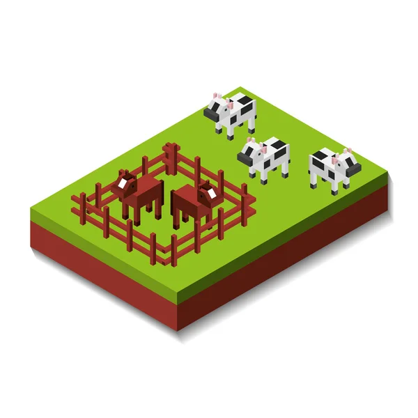 Farmě čerstvé izometrické ikony — Stockový vektor