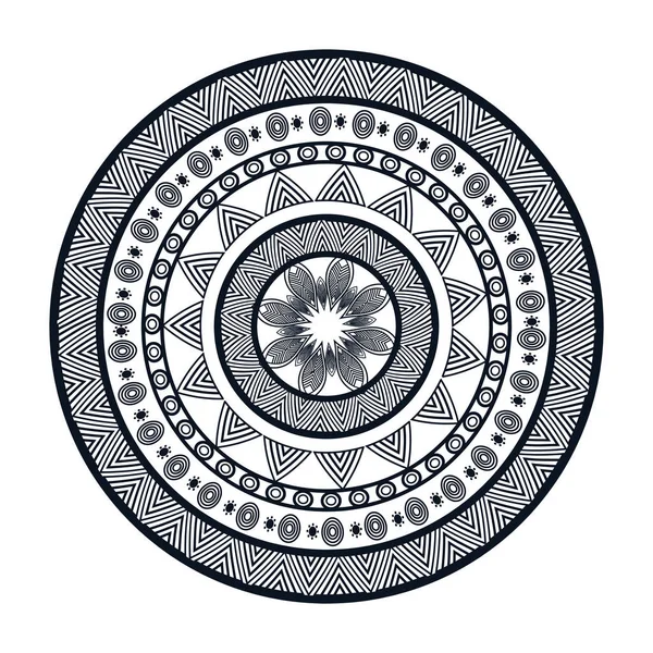 Mandala cirkel kunst geïsoleerde pictogram — Stockvector