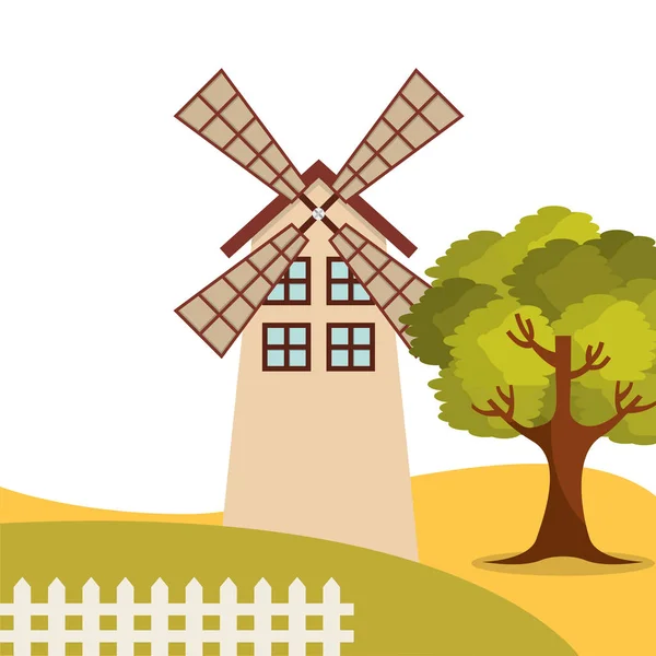 Větrný mlýn zemědělské budovy ikona — Stockový vektor