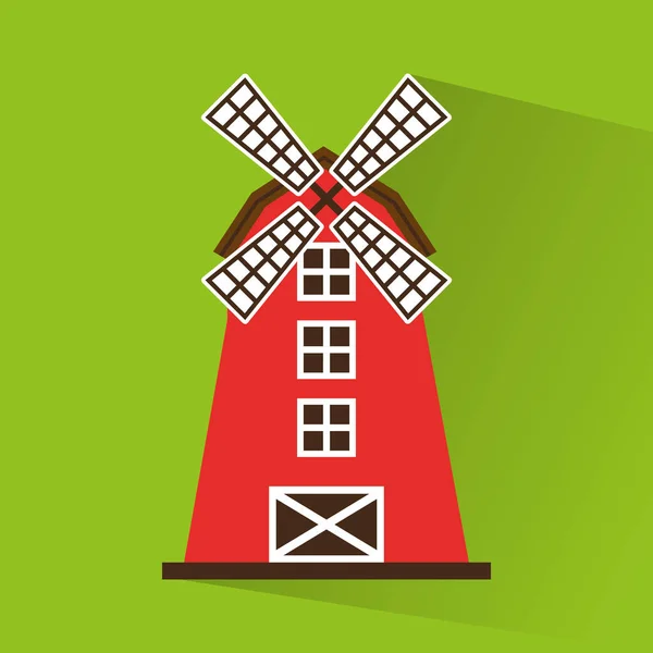Windmill gård byggnad ikonen — Stock vektor