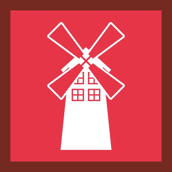 Windmolen boerderij gebouw pictogram — Stockvector