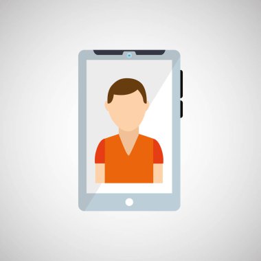 adam karakter tasarımı ile cep telefonu simgesi