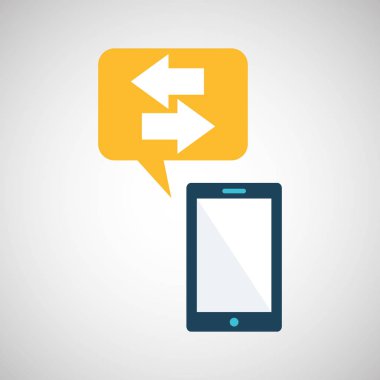 Smartphone mavi çizgi film kabarcık konuşma