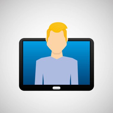 tablet siyah teknoloji ve karakter sarışın adam