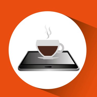 Smartphone fincan kahve yalan siyah simgesi tasarım