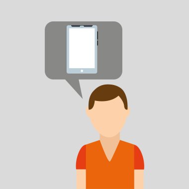 adam karakter tasarımı ile cep telefonu simgesi