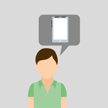 adam karakter tasarımı ile cep telefonu simgesi