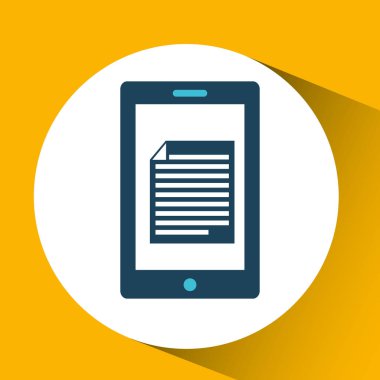 Smartphone mavi çizgi film belge kabarcık konuşma