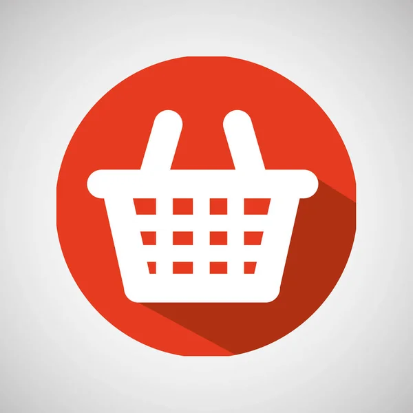 Caricatura cesta roja comercio electrónico icono en línea — Vector de stock