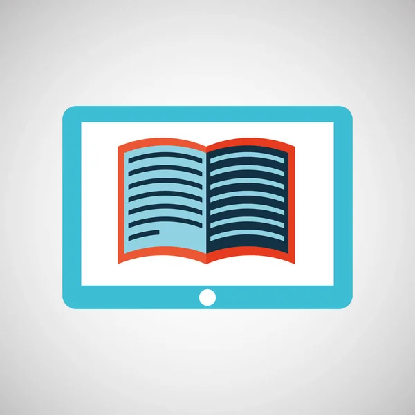 Ljusblå tablett tecknad e-bok design — Stock vektor