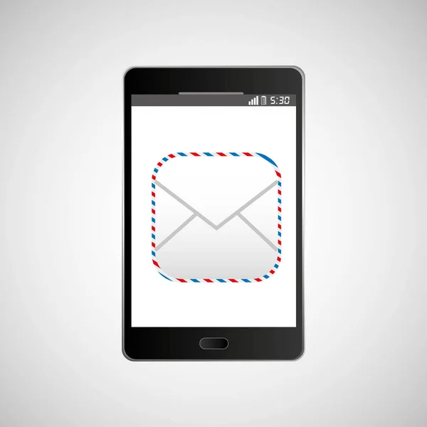 Gran smartphone negro icono mensaje de correo electrónico — Archivo Imágenes Vectoriales