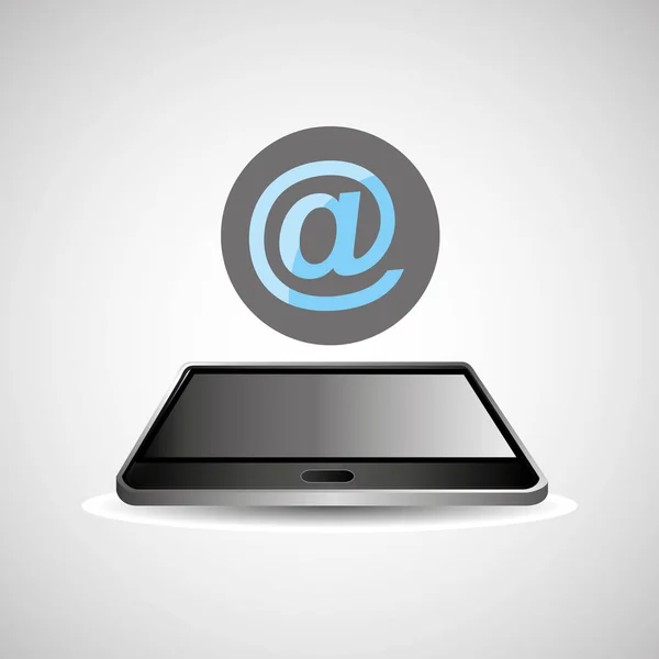 Teléfono inteligente negro mentir diseño de icono de correo electrónico — Vector de stock