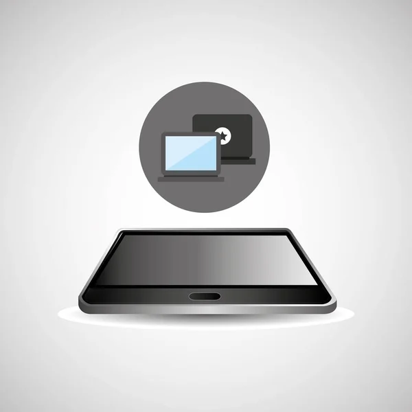 Smartphone schwarz liegen Laptop-Ikone Design — Stockvektor