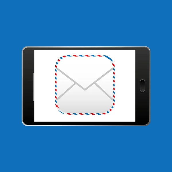 Gran smartphone negro icono mensaje de correo electrónico — Archivo Imágenes Vectoriales