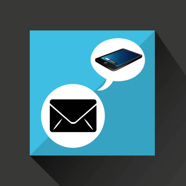 Smartphone blå skärmen låsa ikonen e-post — Stock vektor