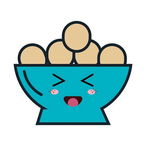 Plato con huevos estilo kawaii — Vector de stock