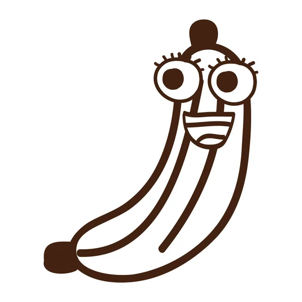 Banán gyümölcs karakter aranyos ikon — Stock Vector