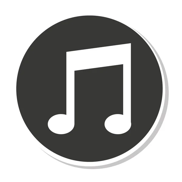 Nota música silueta icono — Vector de stock