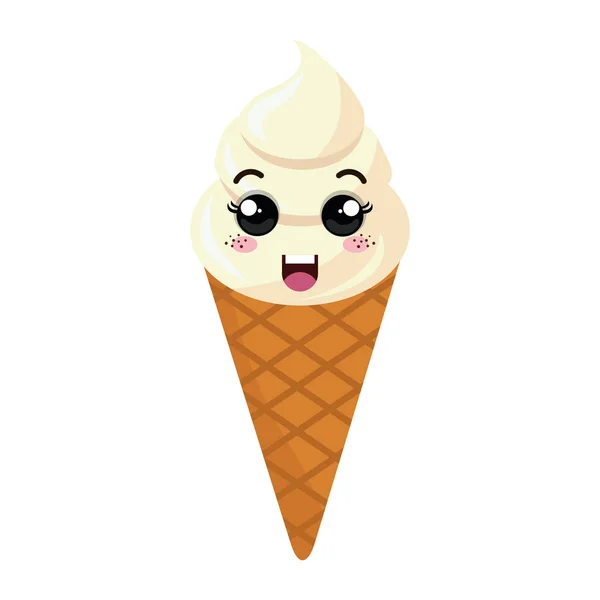Crème glacée style kawaii — Image vectorielle