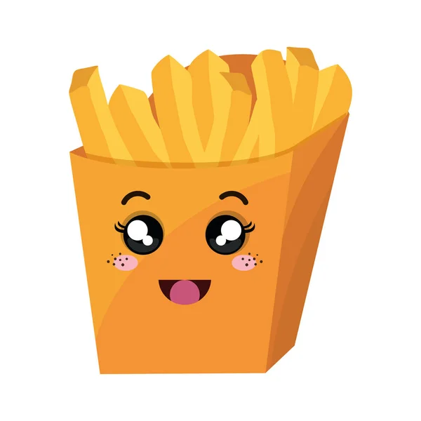 Batatas fritas estilo kawaii —  Vetores de Stock