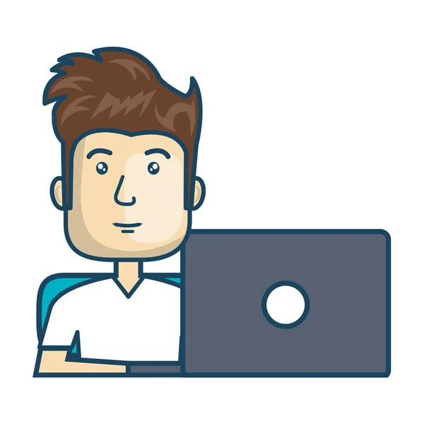 Аватар людини, що працює на ноутбуці — стоковий вектор