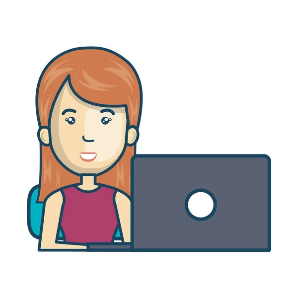 Avatar of a person working on laptop — Stock Vector