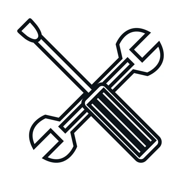 Chave e chave de fenda ícone isolado — Vetor de Stock