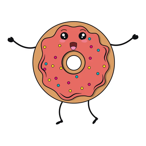 Delicioso personaje de cómic donut — Archivo Imágenes Vectoriales