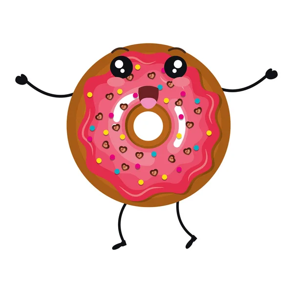 Delicioso donut personagem cômico — Vetor de Stock