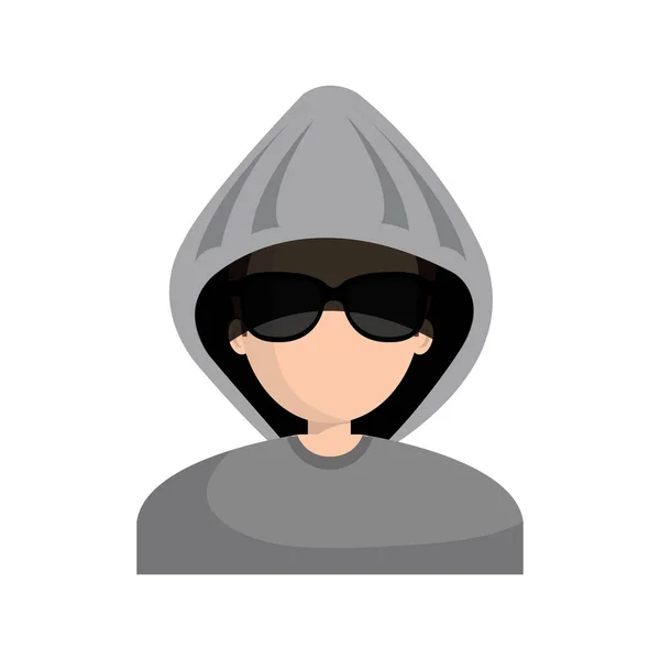 Hacker character avatar icon — Stock Vector