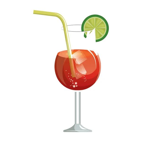 Delicious tropical cocktail isolated icon — Stock Vector