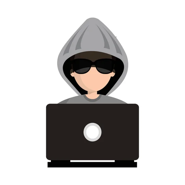Hacker character avatar icon — Stock Vector