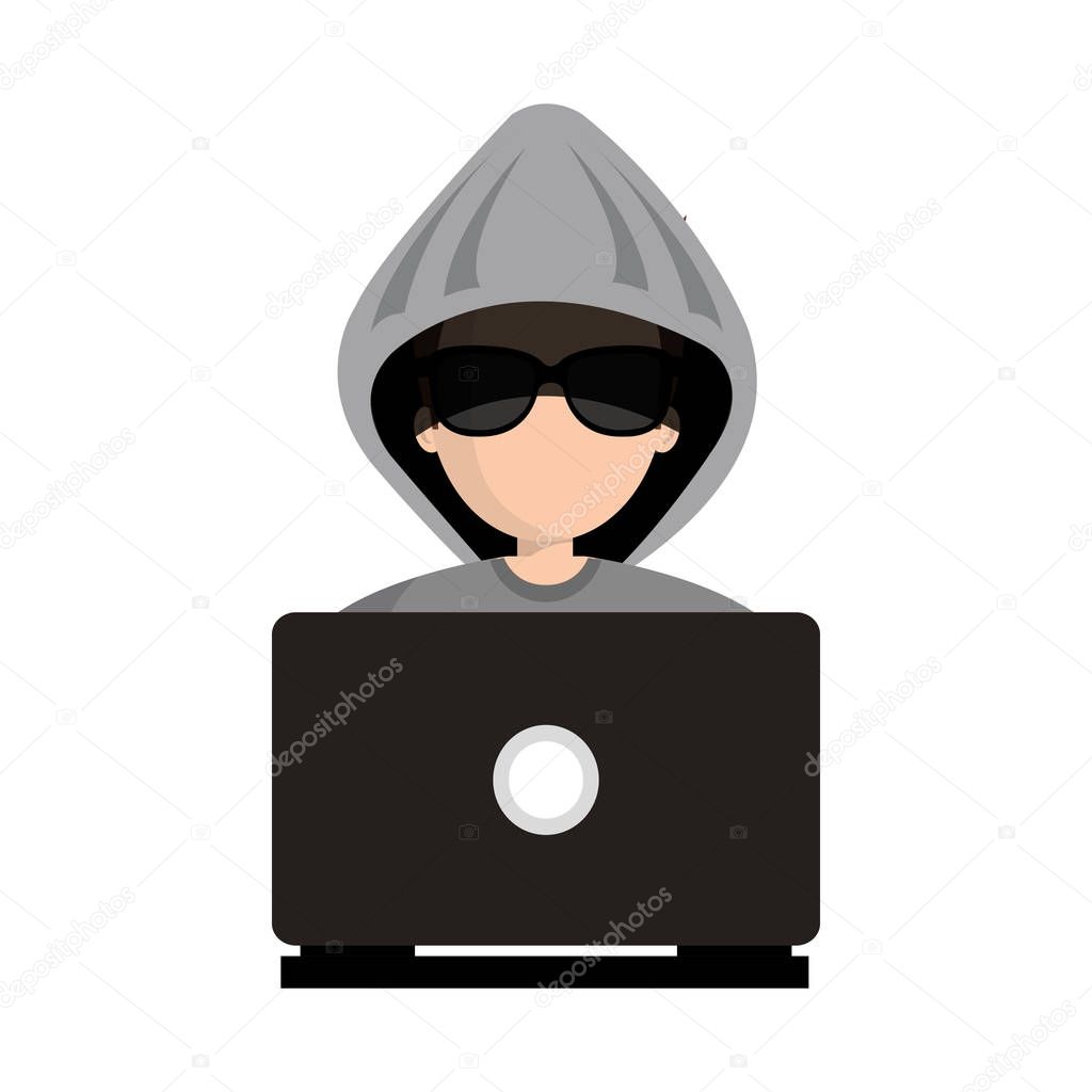 hacker avatar with laptop 3743649 Vector Art at Vecteezy