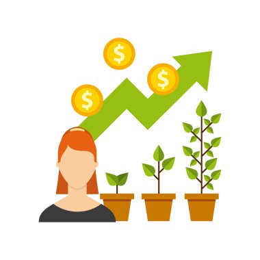 İş büyüme para düz simgeler