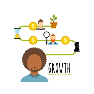 İş büyüme para düz simgeler