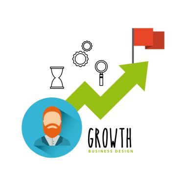 İş büyüme para düz simgeler