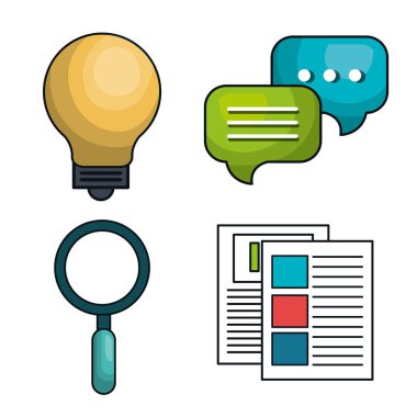 dijital pazarlama düz simgeler