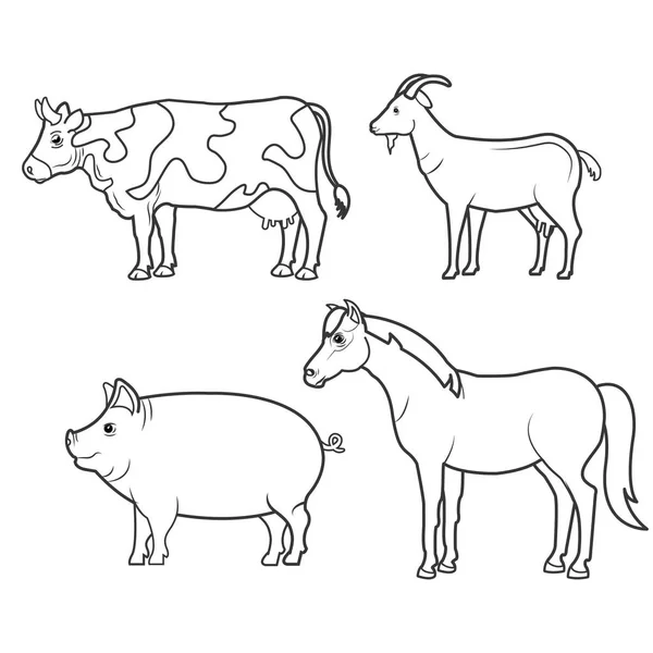 Animales granja icono doméstico — Archivo Imágenes Vectoriales