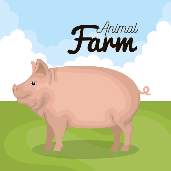 Pig animal farm icon — Stock Vector