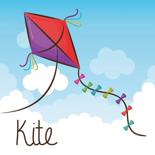 Kite speelgoed vliegende pictogram — Stockvector