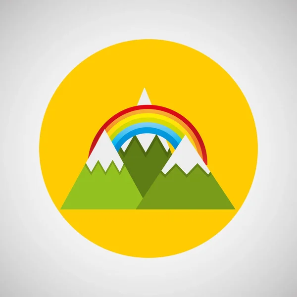 Snötäckta berg. Rainbow väder konceptdesign — Stock vektor