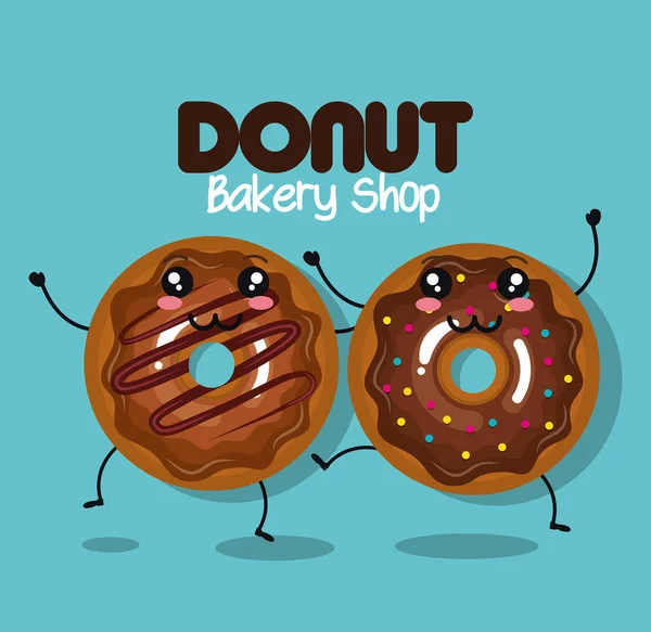Delicioso donut personagem cômico — Vetor de Stock
