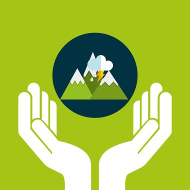 karlı dağlar. Yıldırım bulut hava konsept tasarımı