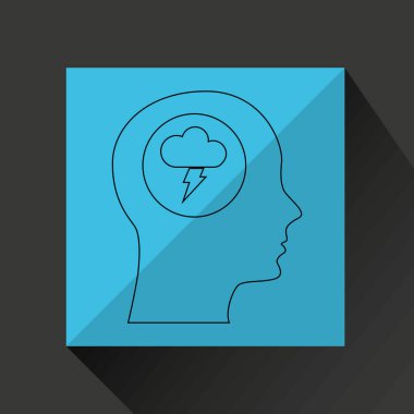 sembol hava simgesini. kafa siluet ve yıldırım bulut