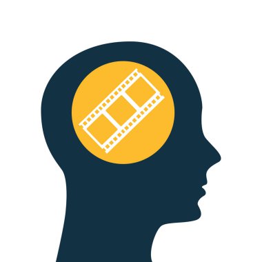 siluet kafa. kavram sinema film şeridi