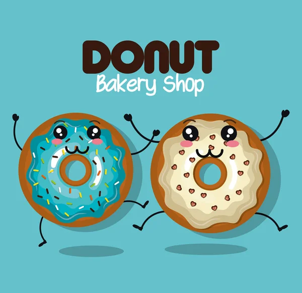 Delicioso personaje de cómic donut — Archivo Imágenes Vectoriales