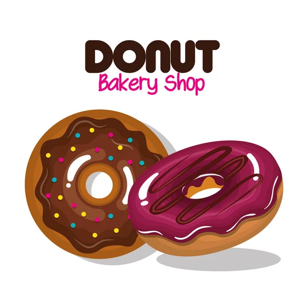 Delicious donuts bakery shop — Stock Vector