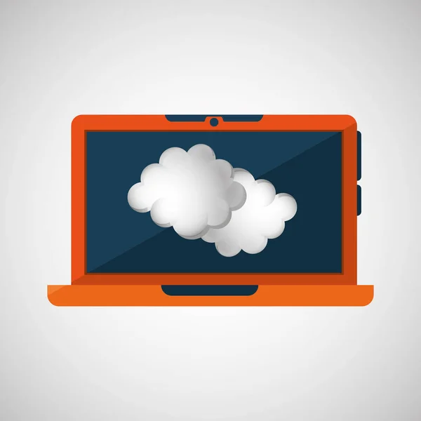 Technologia laptopa. Prognoza pogody chmury graficzny ikona — Wektor stockowy