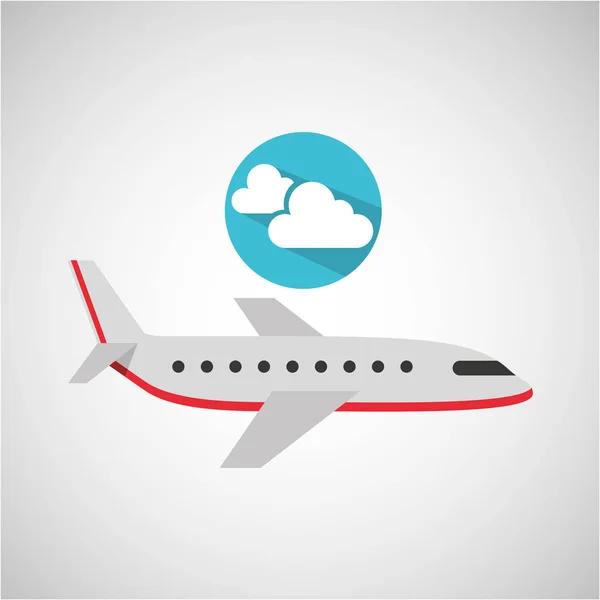 Uçak yolculuğu. hava tahmini bulutlar simgesi — Stok Vektör