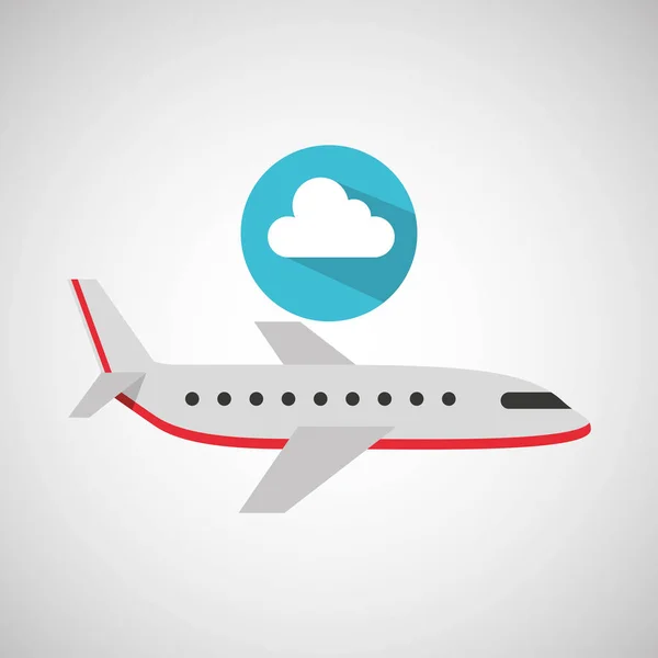 Viagem de avião. previsão meteorológica nuvem ícone — Vetor de Stock